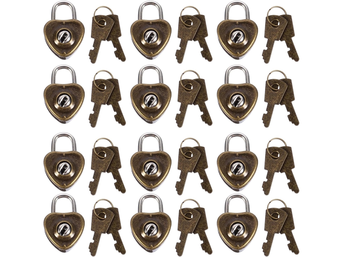 Bestonzon Conjunto De 12-cadeados Para Mala, Cadeados De Segurança, Mini Conjunto Em Formato De Coração Para Bagagem