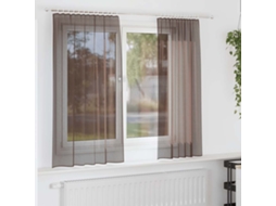 Vidaxl Cortinas De Voile Com Aba 2 Pcs Castanho