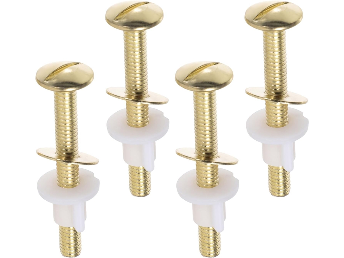 Kit De Fixação Para Assento Sanitário – 4 Parafusos De Ferro Cobreados Com Vedação De Borracha – Parafusos