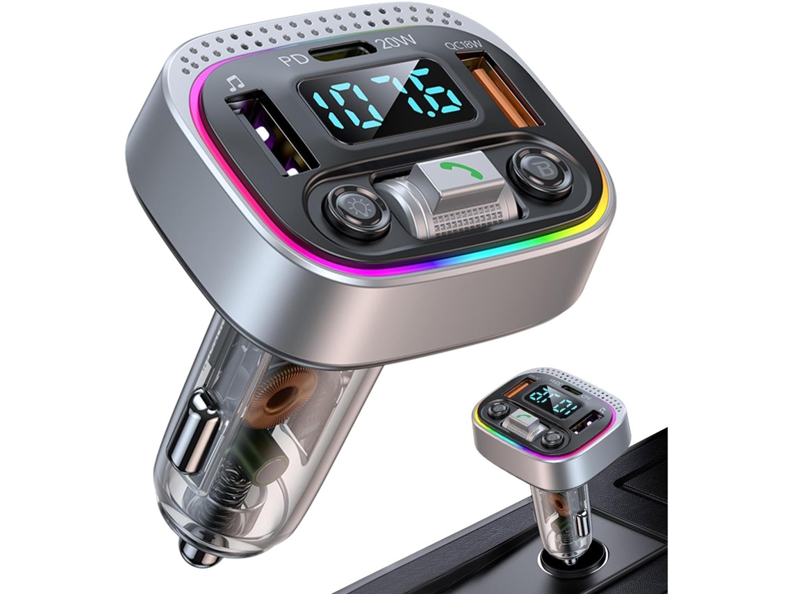 Transmissor Bluetooth para reprodutor de música automotivo Sem Fio Com Led Qc3.0 3