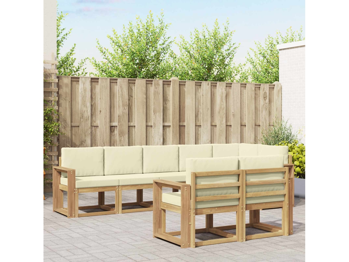 Vidaxl Conjunto De Sofás Para Exterior 8 Unid. Branco E Creme