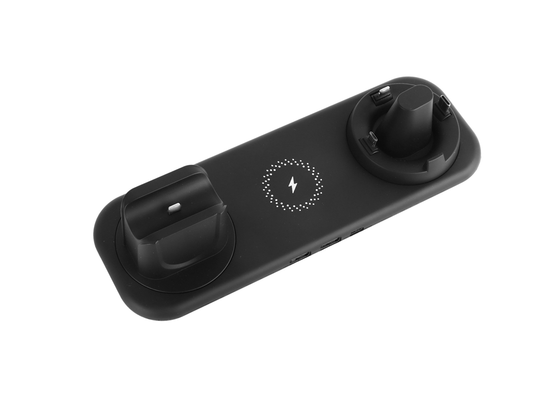 Cargador Sem Fio 3 Em 1 Para Telefone Relógio Auriculares Ângulo Ajustável Preto Obsidiana