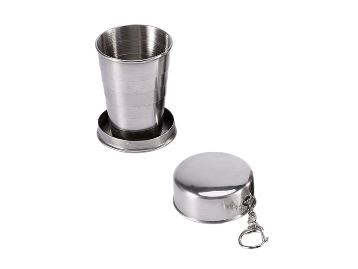 Mali copo de Aço Inoxidável Plegável para Camping Viagem Outdoor com Porta chaves 60/150/250ml