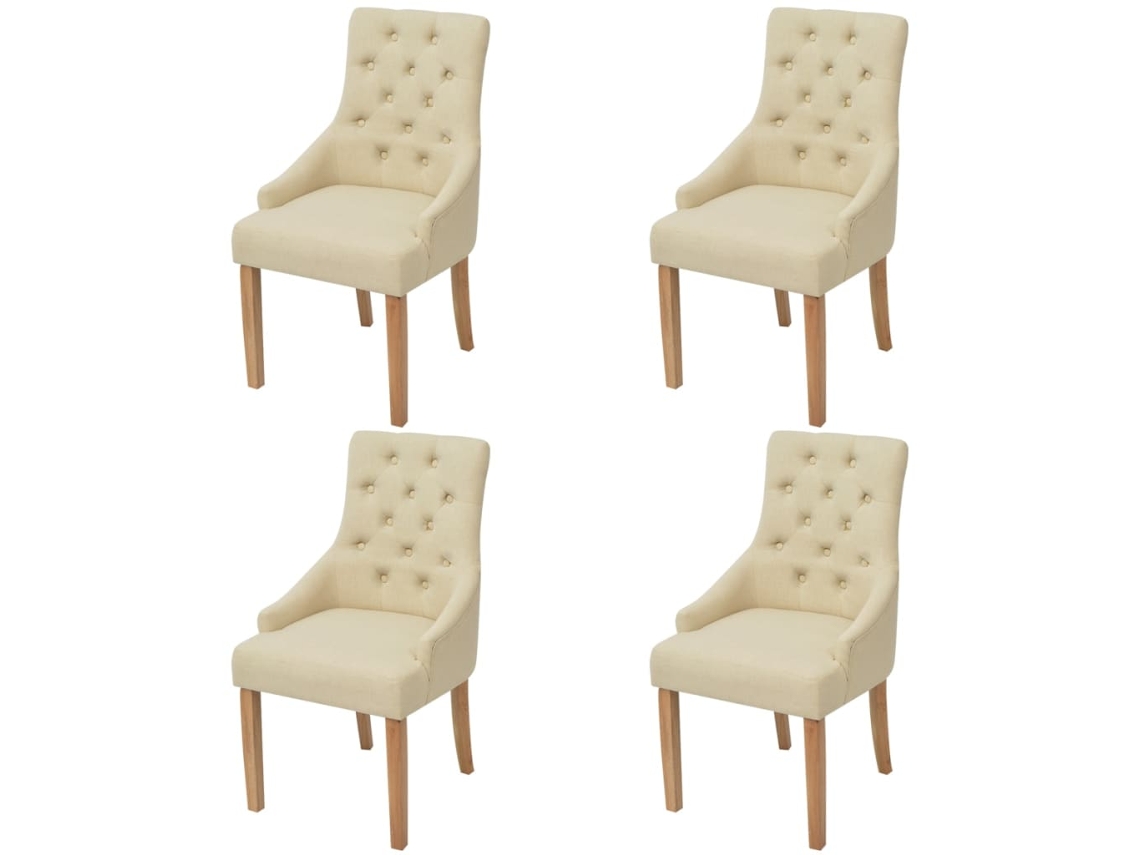 Vidaxl Cadeiras De Jantar 4 Pcs Tecido Creme