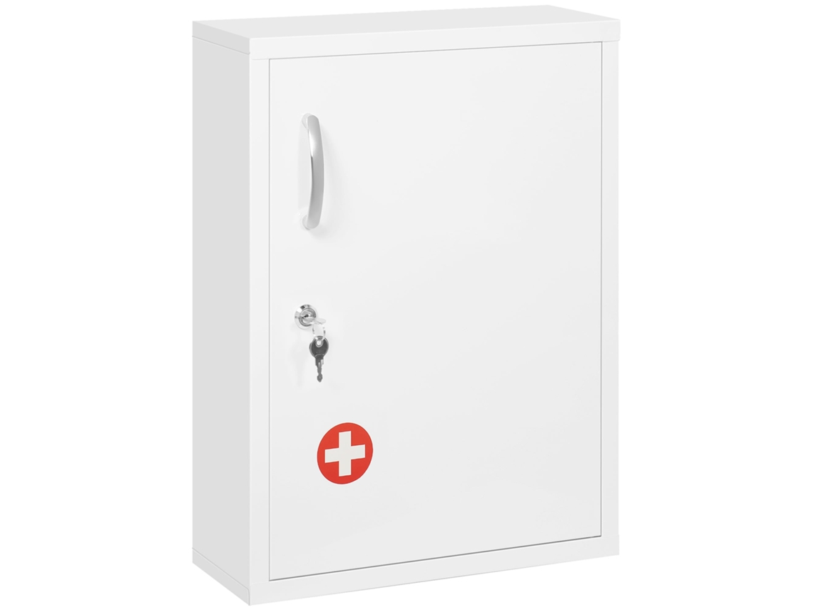 Armário De Aço Para Medicamento Aço Laminado A Frio Cor Branco 40x15x53,5 Cm Kleankin