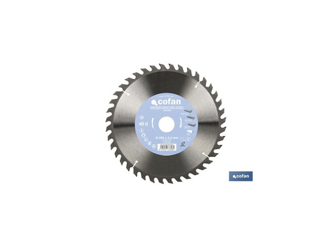 Disco De Esquadria Madeira Ø250 X 30mm, 40 Dentes Cofan