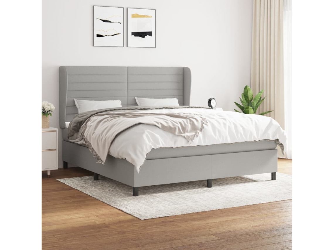 Vidaxl Cama Com Molas/colchão 180x200 Cm Tecido Cinzento-claro