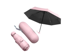 Guarda chuva Dobrável 5 Vias à Prova D'água com Cabo Confortável Rosa 6 Ossos com Zíper | S/MARCA