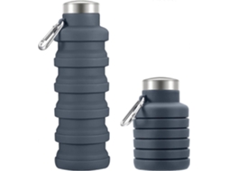 Garrafa de água dobrável de silicone Brilvibera, à prova de vazamentos, para academia e caminhadas, cinza.