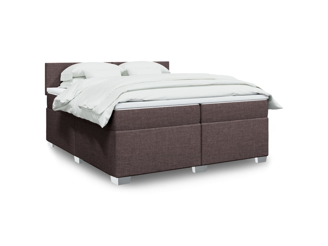 Vidaxl Cama Com Molas/colchão 200x200 Cm Tecido Castanho-escuro