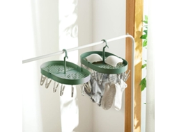 Perchero Colgante Plegable com 14 Prendedores Giratórios 360°, Material PP, Interior e Exterior | S/MARCA