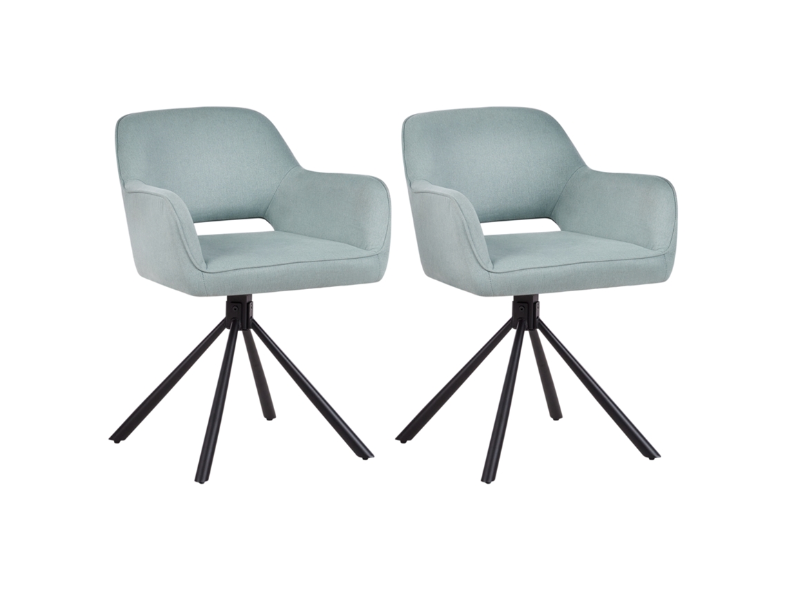 Sillas Con Base Giratoria Beliani Loures De Tela Azul 56x63x80
