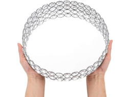 Bandeja De Prata Para Móvel, Bandeja Decorativa Com Diâmetro De 25 Cm, Multiusos
