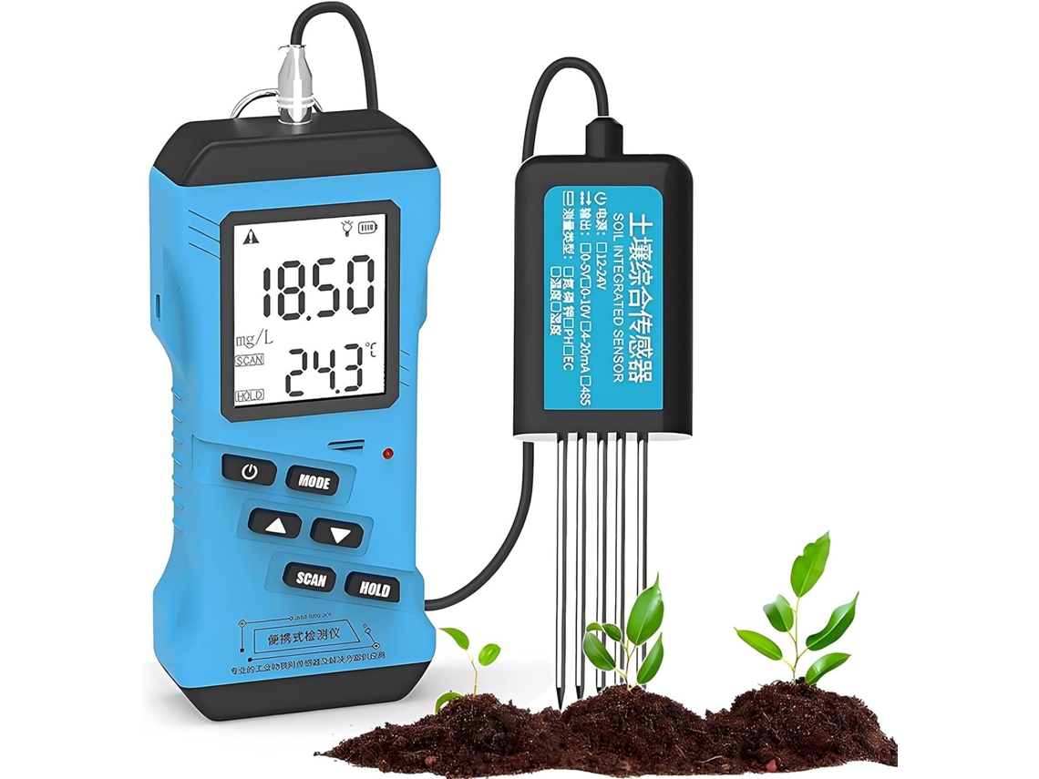 Analisador De Fertilidade Do Solo 7em 1, Detector Multifuncional Ph, Ce, Npk, Umidade E Temperatura