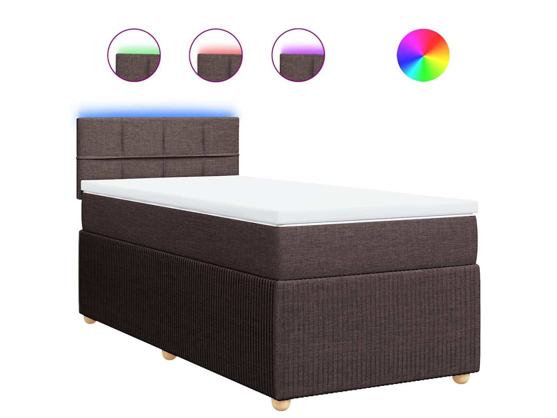 Cama com Molas e Colchão Tecido Castanho Escuro MAISON EXCLUSIVE (90x200 cm)