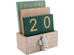 Calendário Perpétuo Calendário de Madeira para Acessórios de Mesa de Escritório em Casa Calendário de Bloco de Madeira Vintage Verde