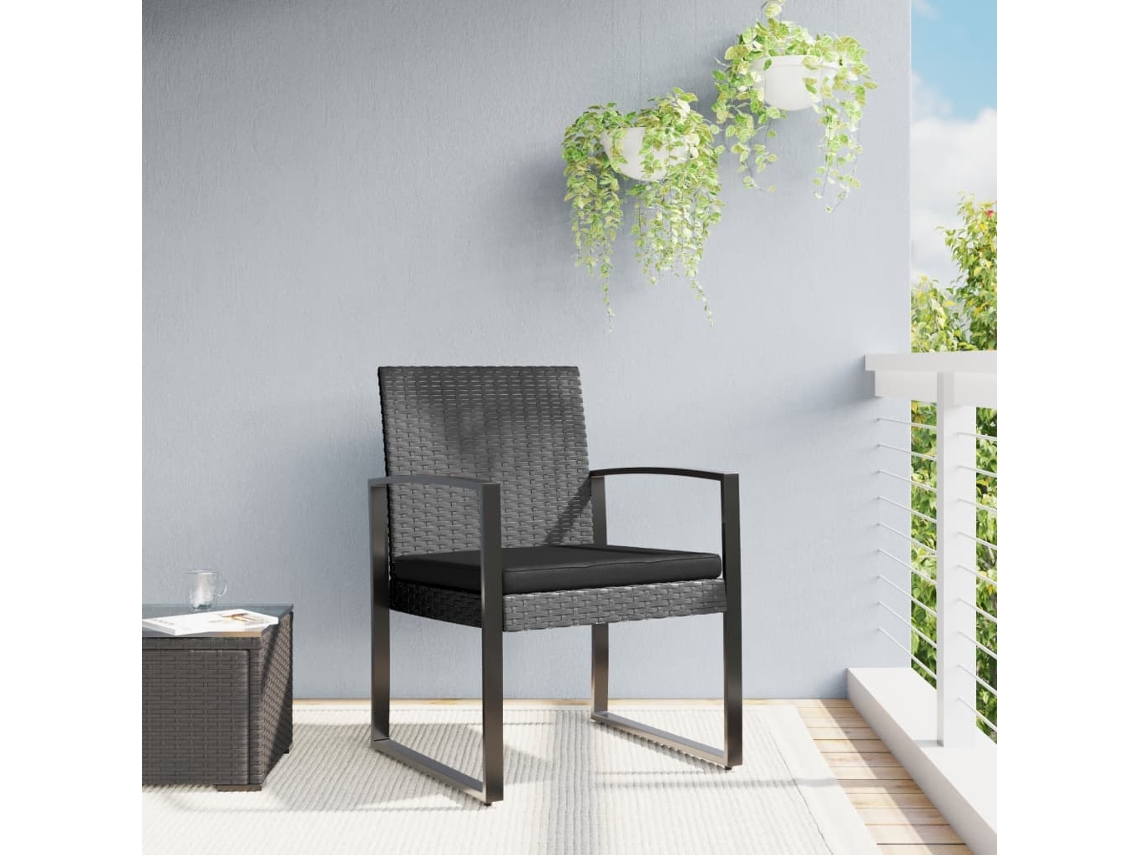 Vidaxl Cadeiras De Jantar Para Jardim 2 Pcs Vime Pp Cinzento-escuro