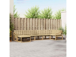 Vidaxl Conjunto De Sofás Para Exterior 7 Unid. Branco E Bege