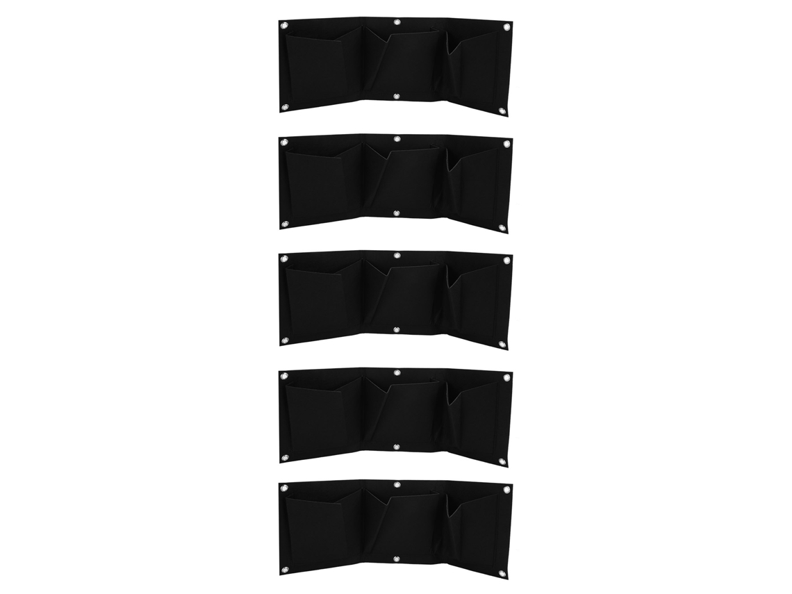 Sacos Crescimento Plantas Parede 3 Bolsos Degradáveis Preto 5 Unid