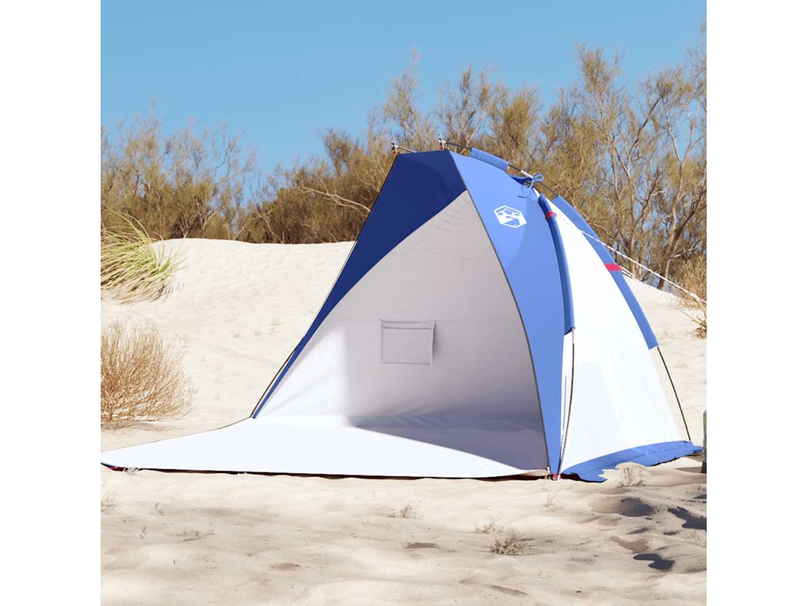 Vidaxl Tenda De Praia 268x223x125 Cm Poliéster 185t Azul-ciano