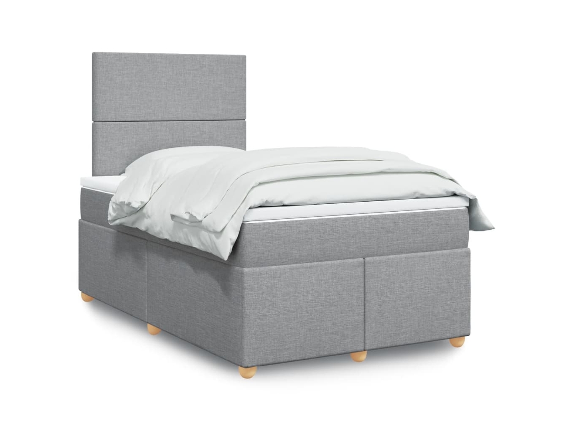 Cama Com Molas/colchão 120x200 Cm Tecido Cinza-claro