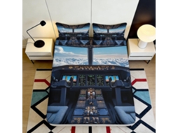 Conjunto de Cama com Estampa 3d Painel C em Microfibra Fronha 200x25cm