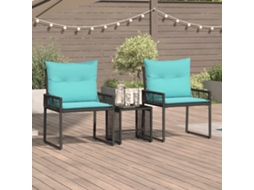 Vidaxl Conjunto De Móveis Para Exterior 7 Pcs Preto E Turquesa Vime Pe