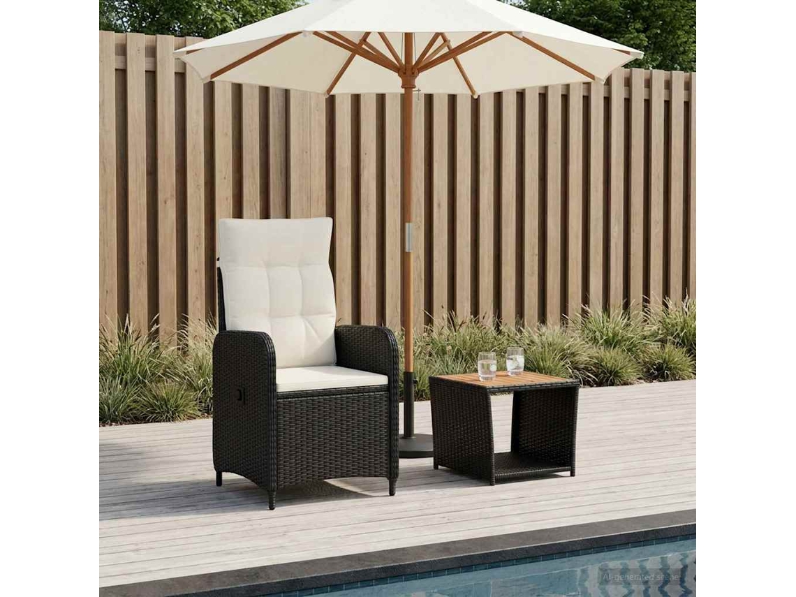 Vidaxl Conjunto De Lounge De Jardim 2 Unid. Preto E Branco Creme