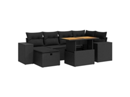 Conjunto de sofá de jardim MAISON EXCLUSIVE com 8 peças e almofadas Vime Pe/acácia marrom