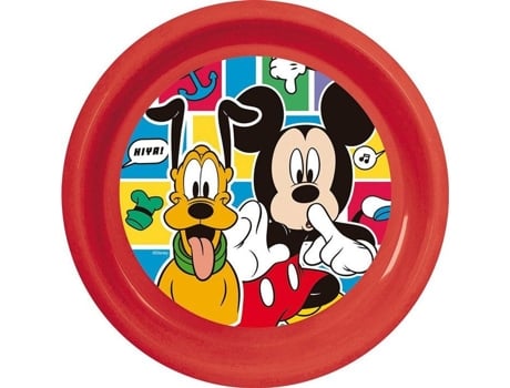 Prato De Jantar Vermelho De Plástico Disney Mickey Mouse Para Crianças, Resistente A Choques Acidentais E Reutilizável. Tataway