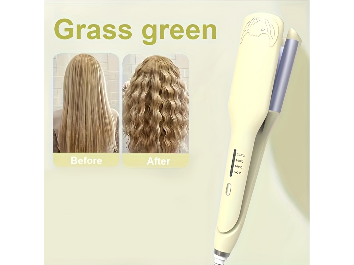 Modelador De Cachos E Ondas Com 2 Cilindros Para Cabelo, Ideal Para Ondas Largas, Verde Grama+ 3 Acessórios