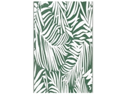 Tapete Para Exterior, Reversível, Resistente Às Intempéries, Com Padrão De Folhas, 152 X 243 Cm, Verde Escuro.