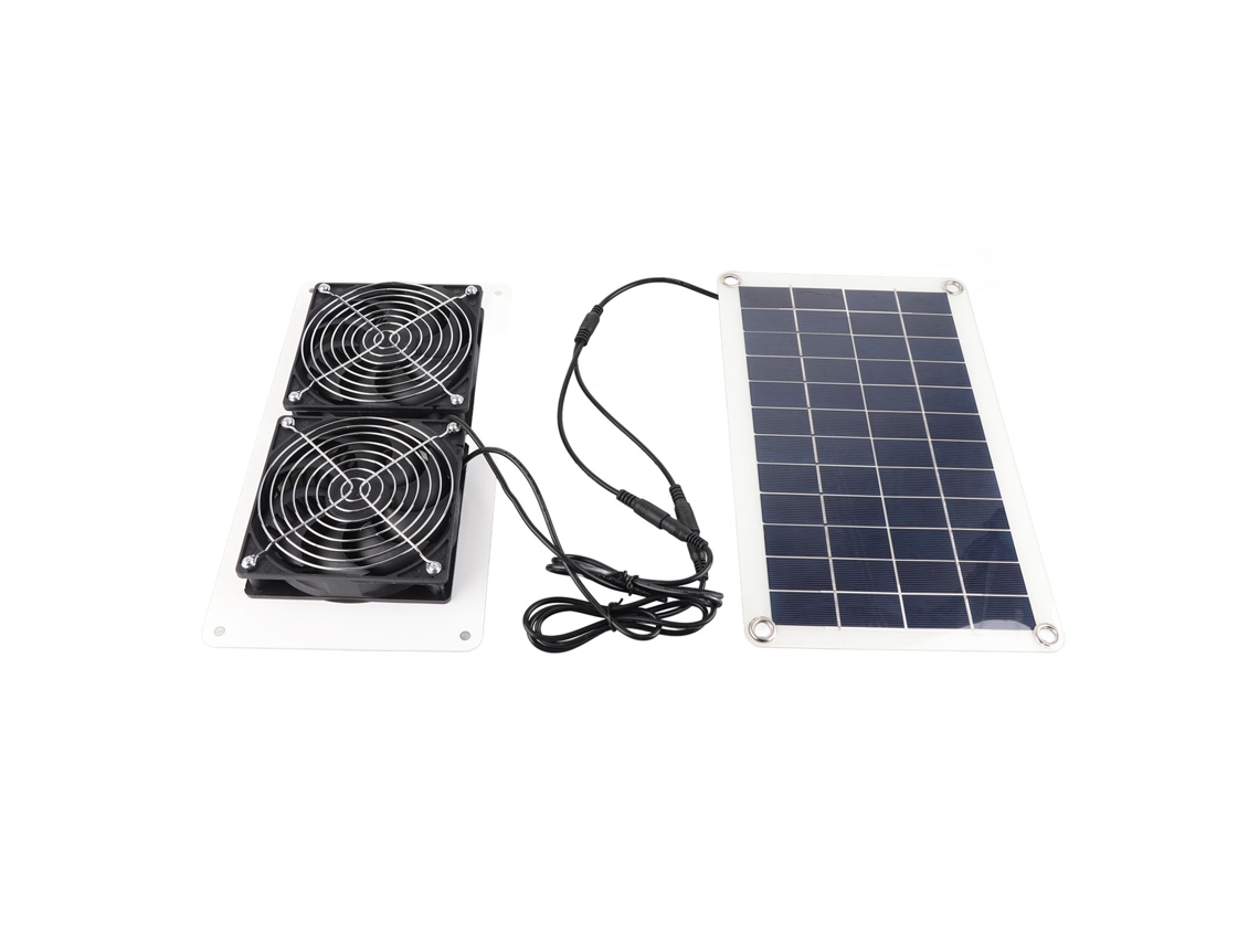 Kit Ventilador Solar Dual 10W 18V Impermeável para galinheiros estufas casas de pets | S/MARCA