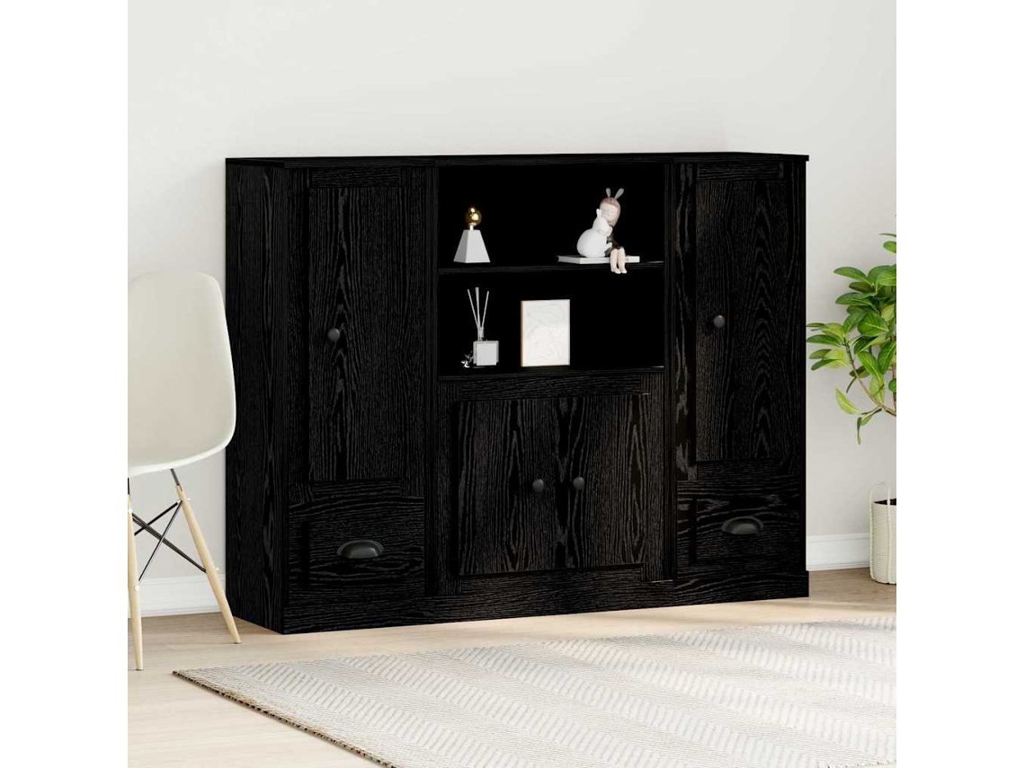 Vidaxl Armário Alto Carvalho Preto 132 X 35,5 X 103,5 Cm