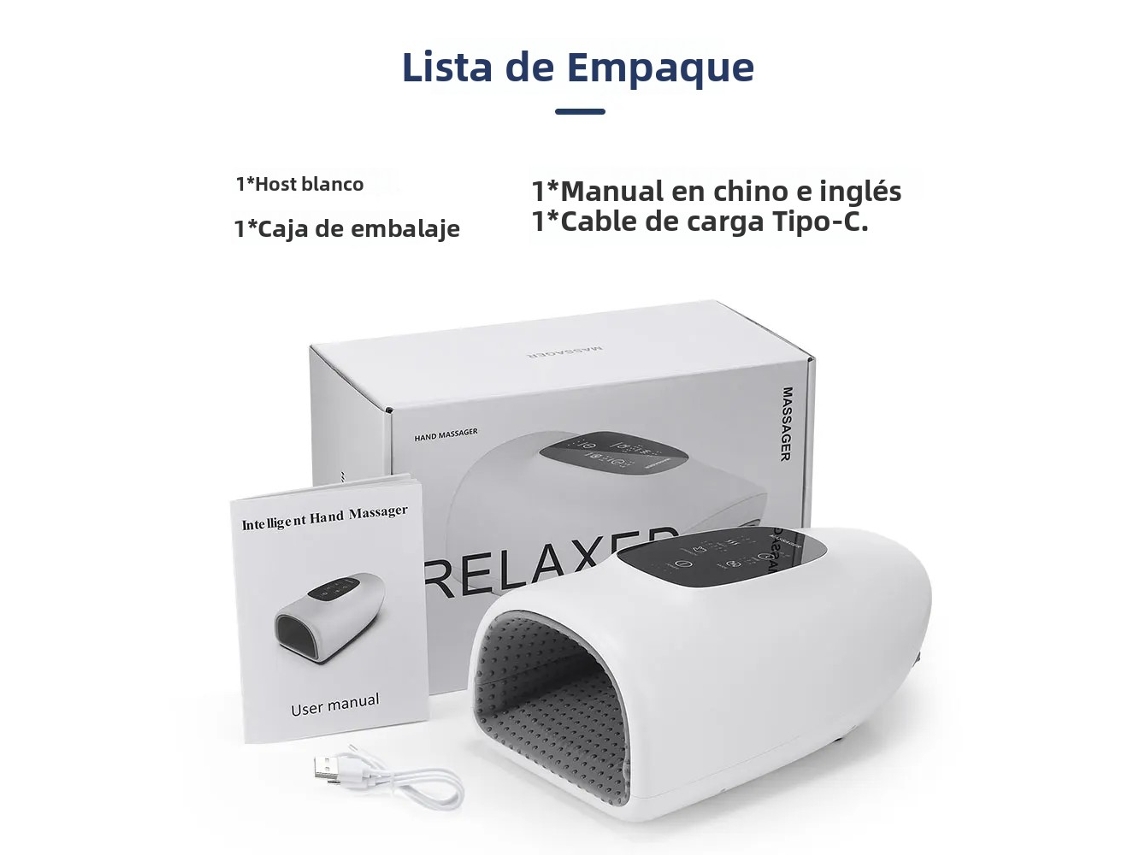 (branco A) Massageador Elétrico De Mãos, Três Modos: Compressão Por Airbag, Vibração E Terapia De Calor.
