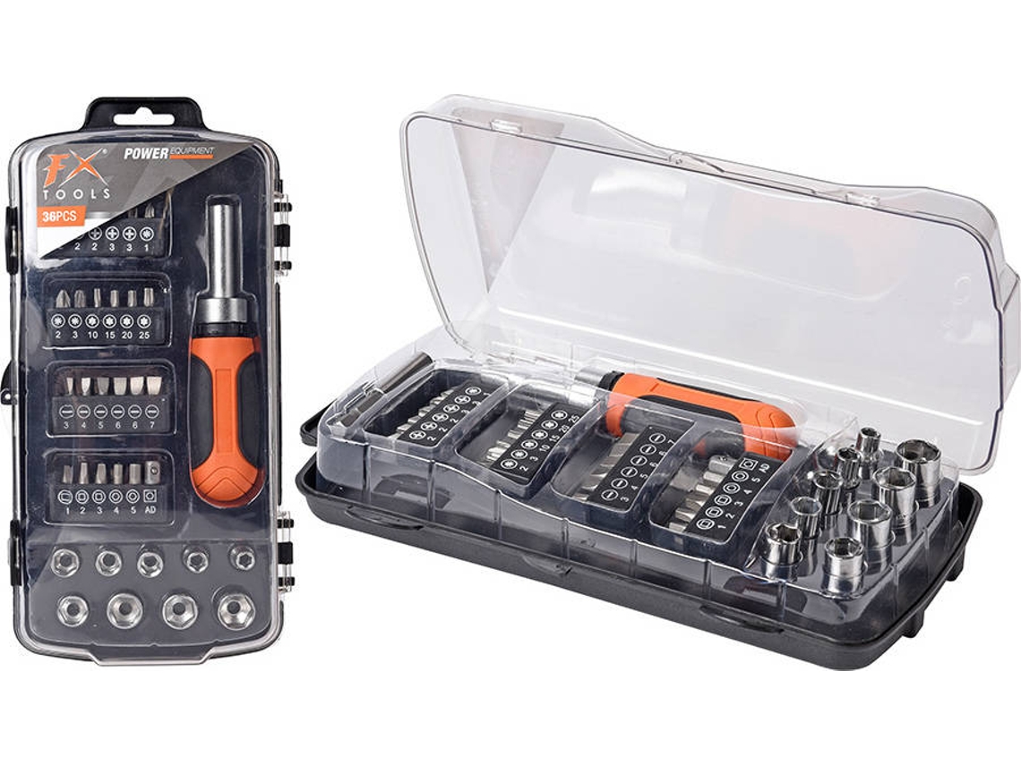 Conjunto 36 Chaves de Catraca FX TOOLS Carraca