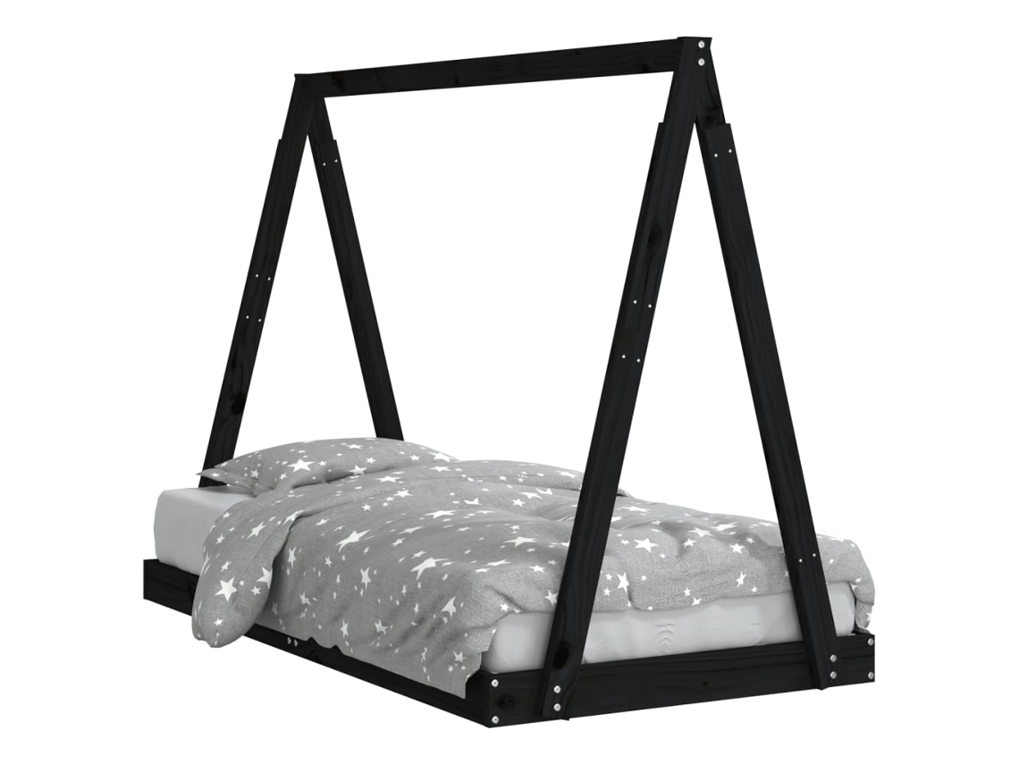 Estrutura de Cama Infantil Pinho Maciço Preto MAISON EXCLUSIVE (80x160 cm)