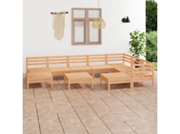 Vidaxl 10 Pcs Conjunto Lounge de Jardim Pinho Maciço