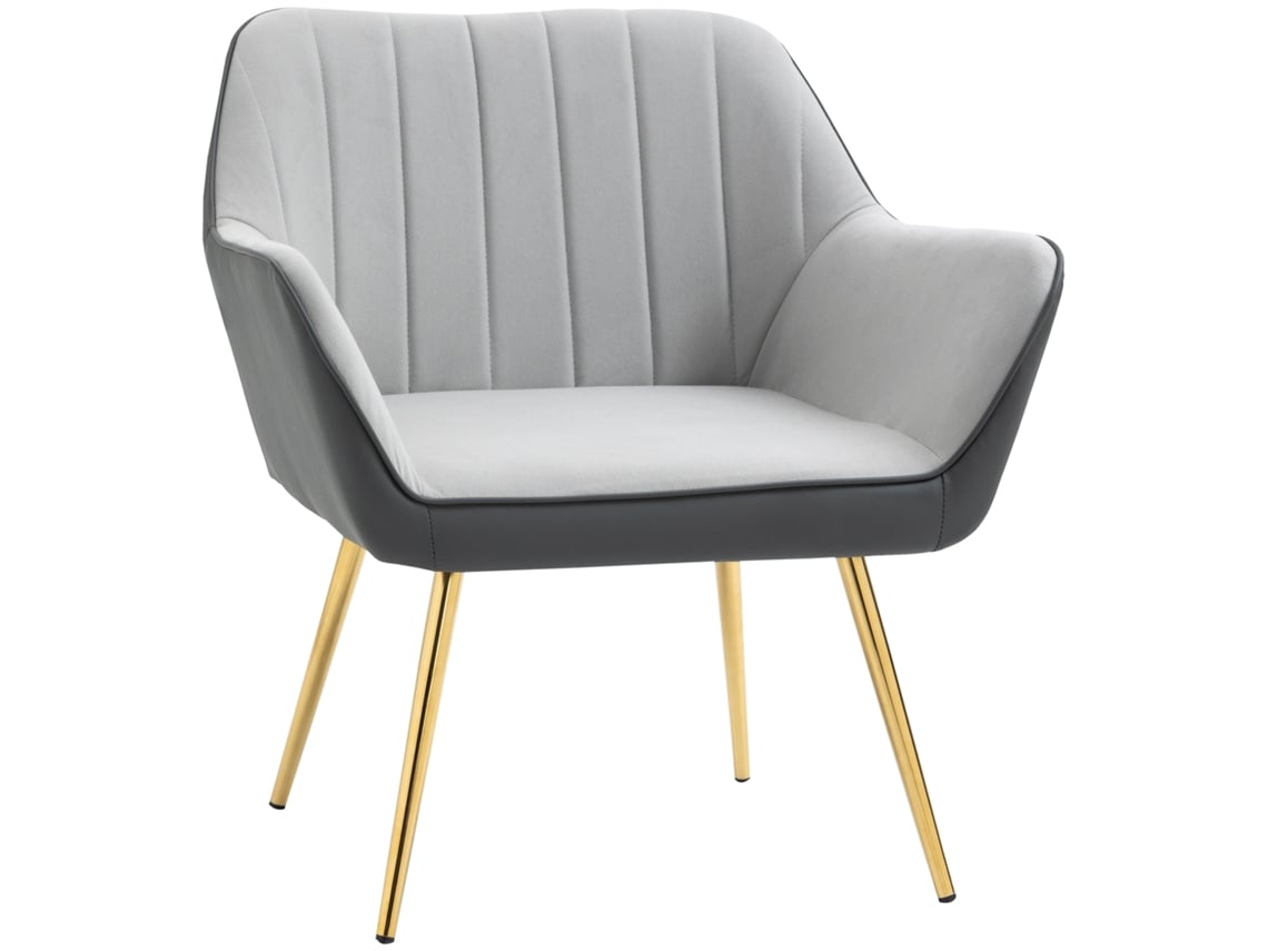 Poltrona Couro Pu e Poliéster Cor Cinzento 64x62x72,5 cm Homcom