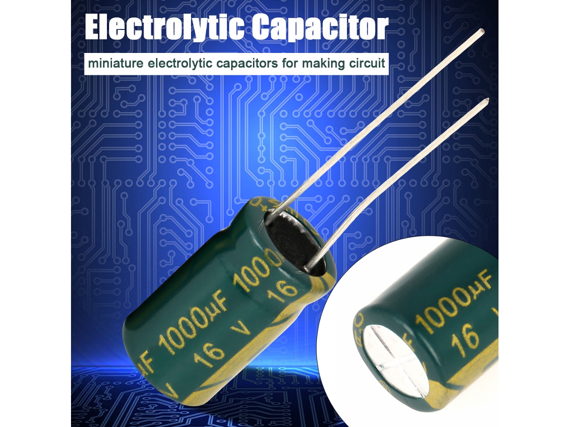 Laxiscreed Conjunto De Capacitores Eletrolíticos Radiais Verdes 16v 1000μf Para Eletrónica