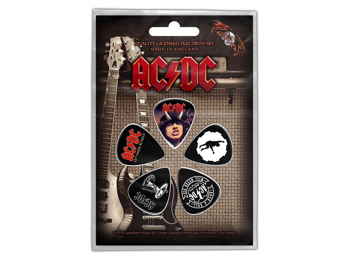 Ac/dc Plektrum Tamanho Único Preto/vit Preto/branco AQUAFORGE (pacote com 5)
