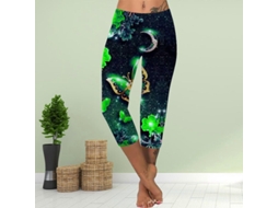Calcinha Curta Legging Feminina Plus Size Estampa 3d Lua Borboleta Verão Slim 3xl Verde