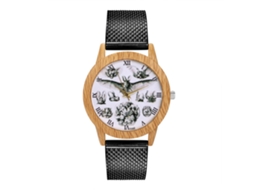 Relógio de pulso unissex Zhoulianfa T162-f com pulseira de malha, preto.