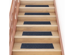 Vidaxl Tapetes De Escada Autoadesivos 30 Peças 76x20 Cm Cinza Azul Retangular