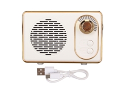 Caixa De Som Bluetooth 5.0 Vintage Mini Com Cartão De Memória Aux Usb Recarregável Branca Para Camping Festa Presente