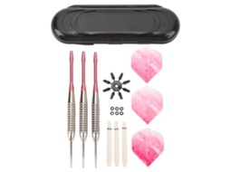 Conjunto de Dardos com Ponta de Aço Profissional e Estojo Rosa S/MARCA