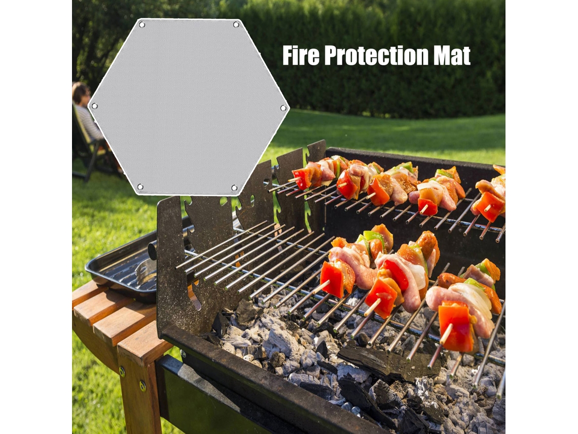 Ronjoe-tapete De Proteção Contra Fogo Hexagonal 36 Polegadas Para Churrasco Ao Ar Livre Com Pregos