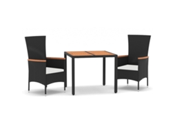 Garden Dining Set, Garden Dining Sets Vidaxl Preto Rattan / Vime (mesa Com 90 Cm De Comprimento)