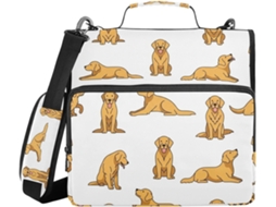 Pasta de 3 Argolas Gold Retriever Com Alça Facilitar O Transporte E Organizador Documentos Estudantes Do Ensino