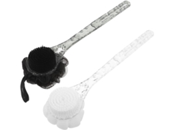 Escova De Banho Esfoliante Dupla Face Branca E Preta 2 Peças Com Cabo Longo Ergonômico, Escova De Limpeza Profunda Para